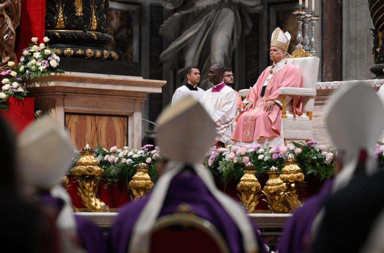 Pope Leo XIV presides over Mass on Gaudete Sunday and during the Jubilee of Prisoners in St. Peter's Basilica in the Vatican on Dec. 14, 2025. (Credit: Vatican Media.)