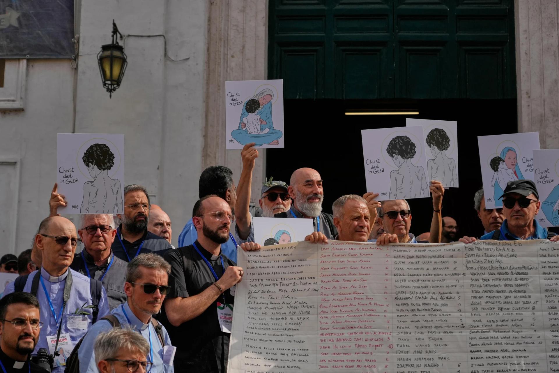 Priests and nuns march to Vatican to demand end to ‘genocide’ in Gaza